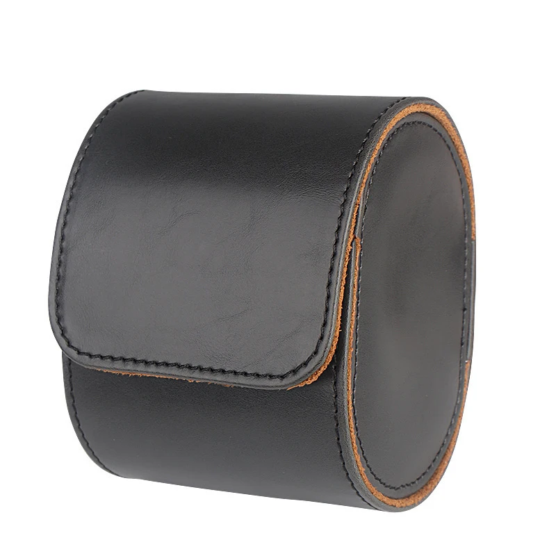 puレザー製腕時計収納ボックス、ヴィンテージ風ステッチデザイン、防塵＆ポータブル高級腕時計ディスプレイケース