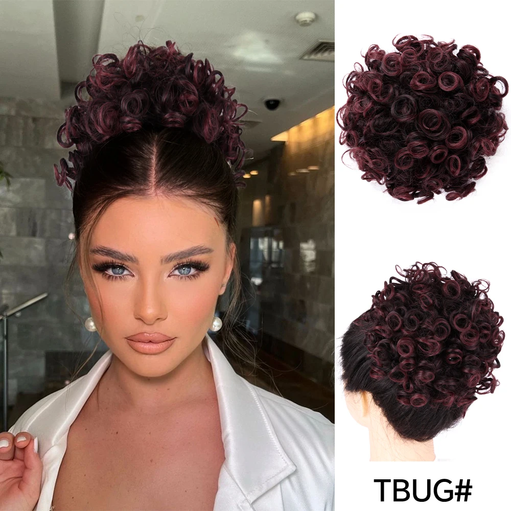 Women's Drawstring Curly Hair Bun Extension, Short Ponytail