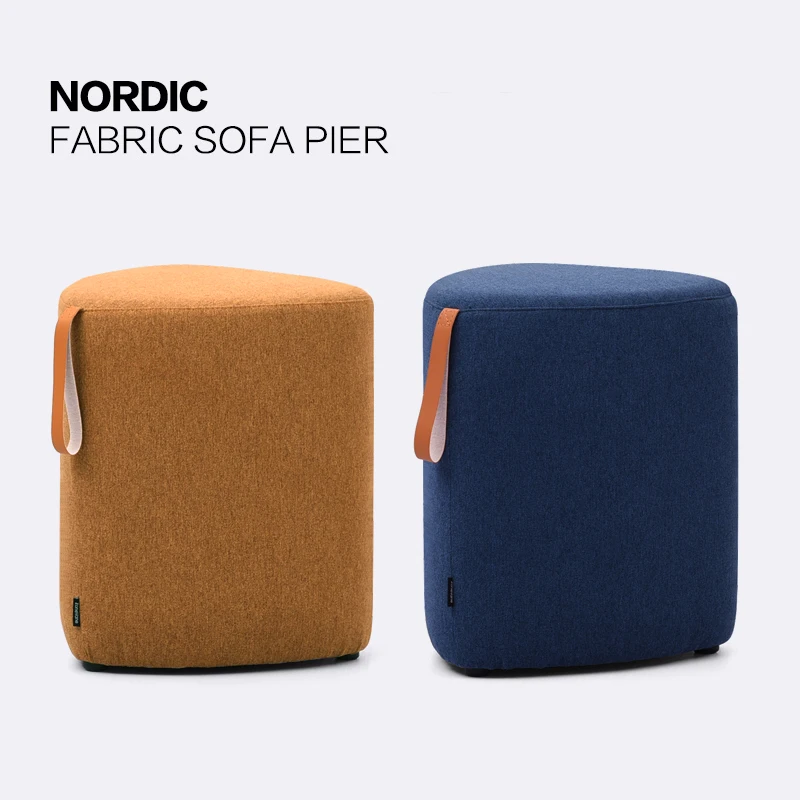

Fabric Handle Sofa Stool Moisture-Proof Nordic Ottoman Creative Triangle Sitting Pouf Breathable Footrest for Living Room