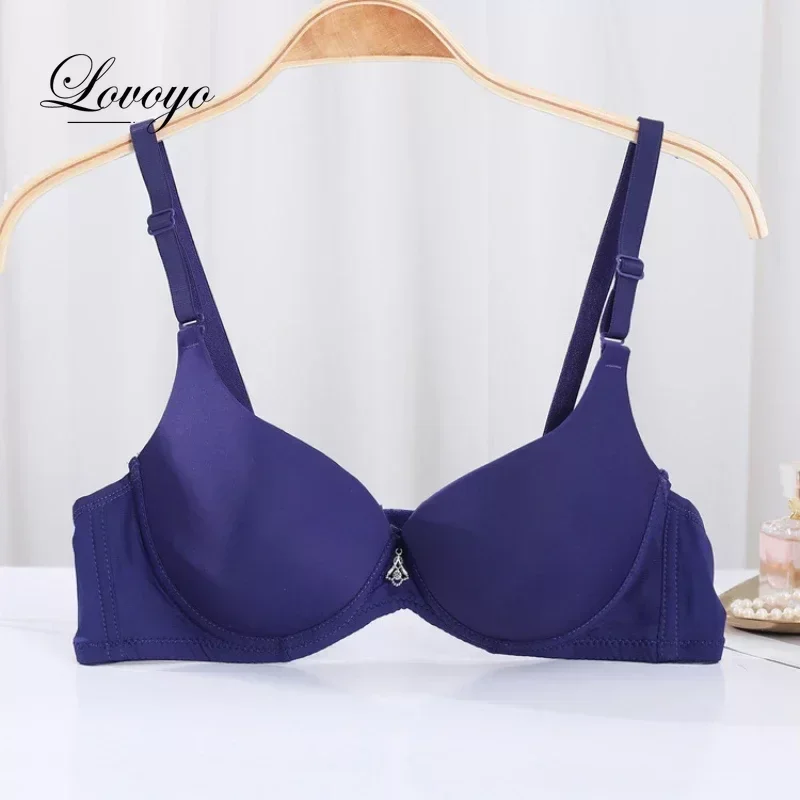 Sexy Women Cotton Gathered Bra Deep V Underwire Ladied Brassiere Push Up Lingerie Solid Bras Backless Intimate Underwear