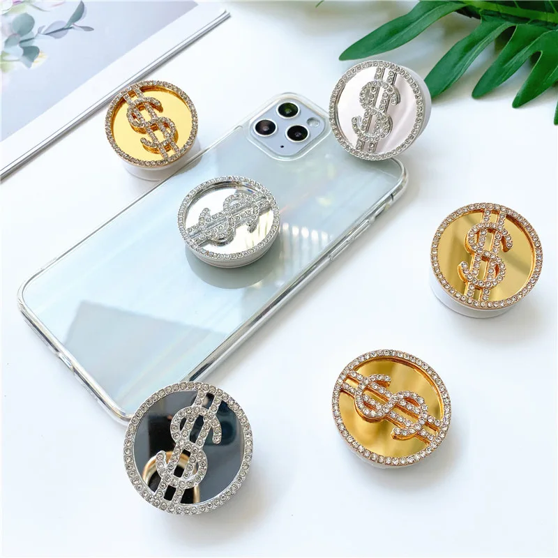 

Мобильный держатель подушки безопасности с гальваническим покрытием и стразами, глянцевый складной настольный держатель для ленивых людей, универсальный клей для планшета