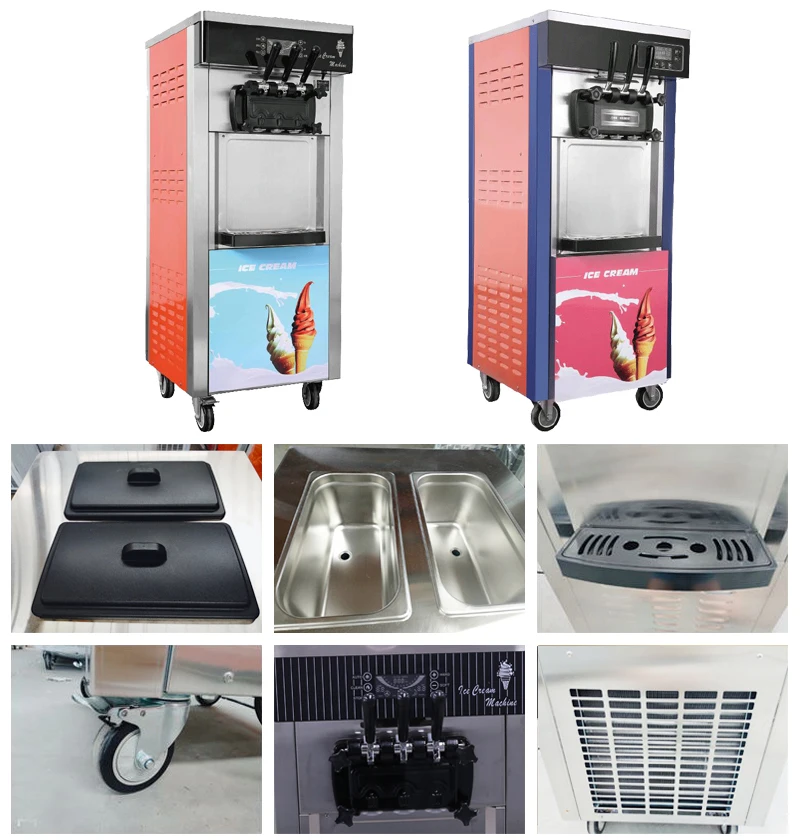Maquina De Helado 20~28L/h 3 Flavors Automatic Ice Cream Making Maker Commercial Soft Serve Ice Cream Machine for Business Price