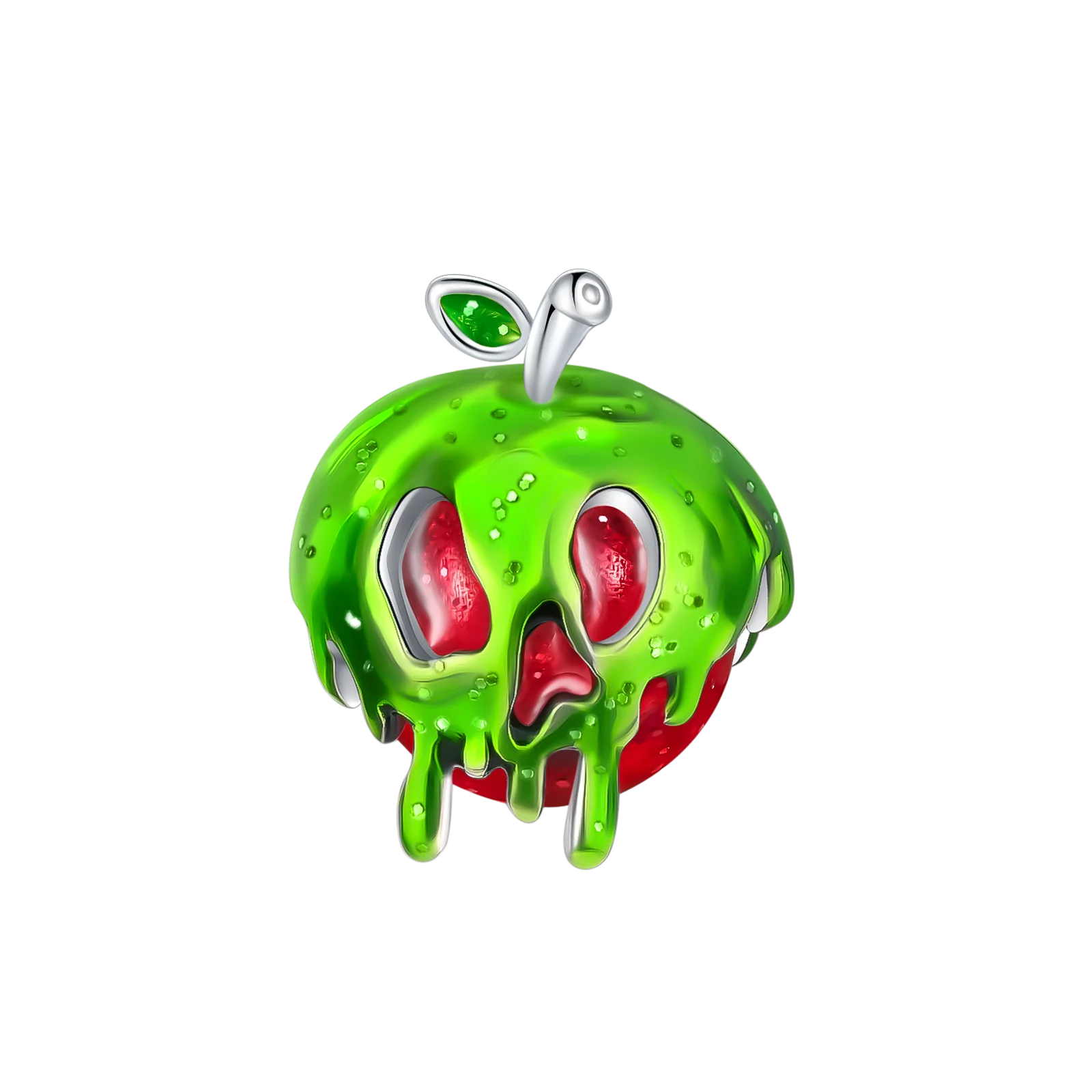 

Apple Bead 925 Sterling Silver Green Enamel Skull Apple Pendant Fits Bracelets Hypoallergenic Halloween Jewelry Gift for Women