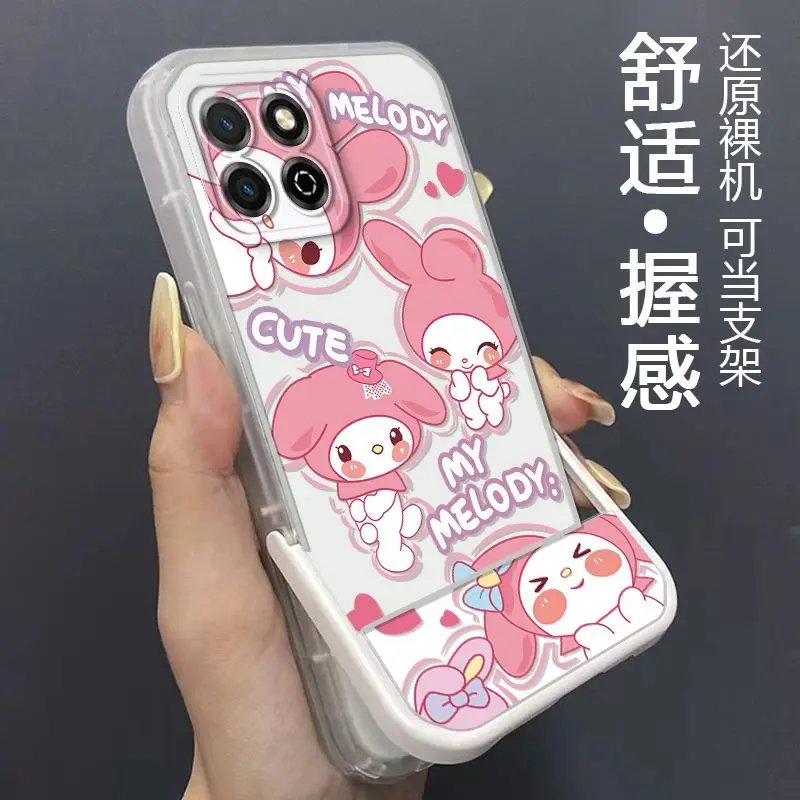 Aoger Sanrio Cinnamoroll kuromi invisible bracket soft shell Phone Case for iPhone 14 12 13 11 Pro Max 7 Funda Liquid Cover