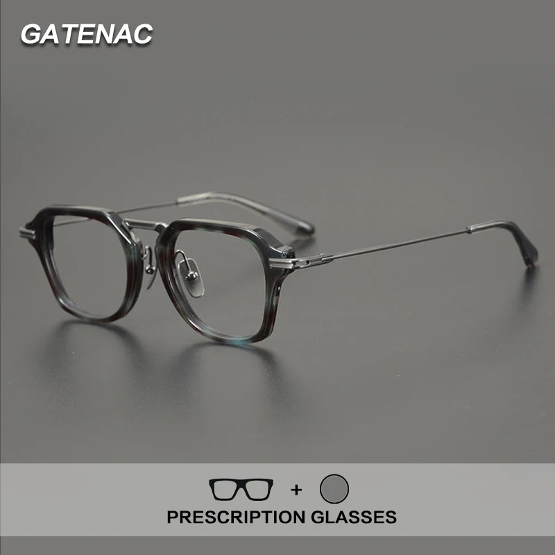 

Gatenac Titanium Prescription Glasses Men Photochromic Anti Blue Light Reading Glasses Women Handmade Luxury Brand Big Eyewear