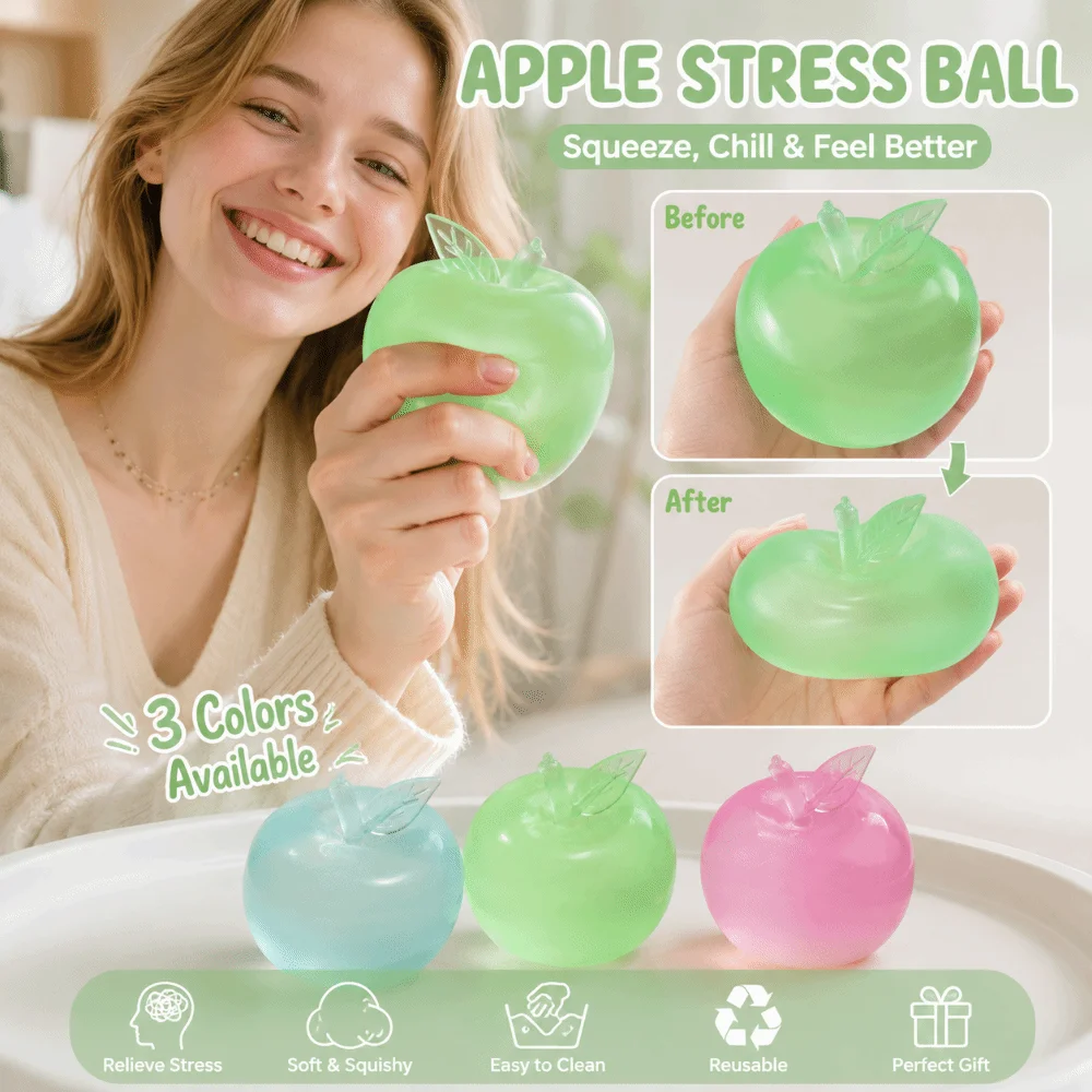 Apple Shape Stress Relief Anti-stress Non-Bounce Plasticity Squeeze Pass The Time Transparent Ball Sensory Fidget Adults