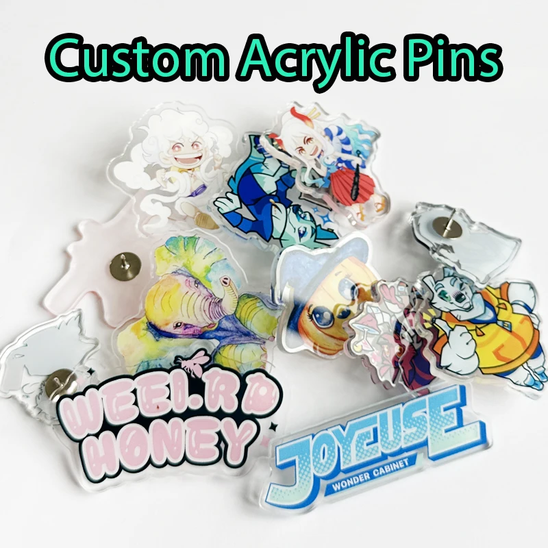 Custom Acrylic Pins Badge Clear Epoxy Brooch Customized Animal Cute Jewelry Cartoon Photo Personalized Plastic Pin for Gifts