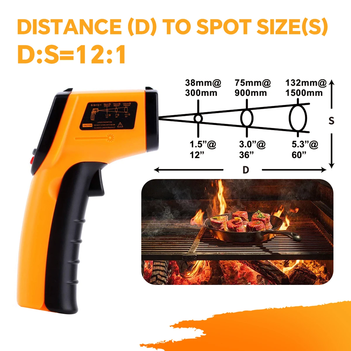 Infrarot-Thermometer-Pistole -50 bis 400 ° C, Digitales Laser-Temperaturmessgerät zum Kochen, Grillen und zur Prüfung von Grillplattenoberflächen – Detail 5