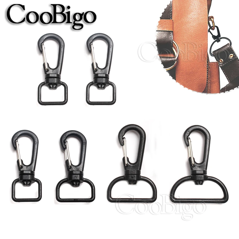 10pcs Swivel Trigger Snap Hook Lobster Clasp Plastic Webbing Strap Backpack Bag Buckle Paracord Keychain Accessory Black 12-25mm