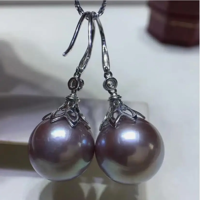 

Великолепные круглые висячие серьги с лавандовым жемчугом Южного моря 10-11 мм 925-х годов