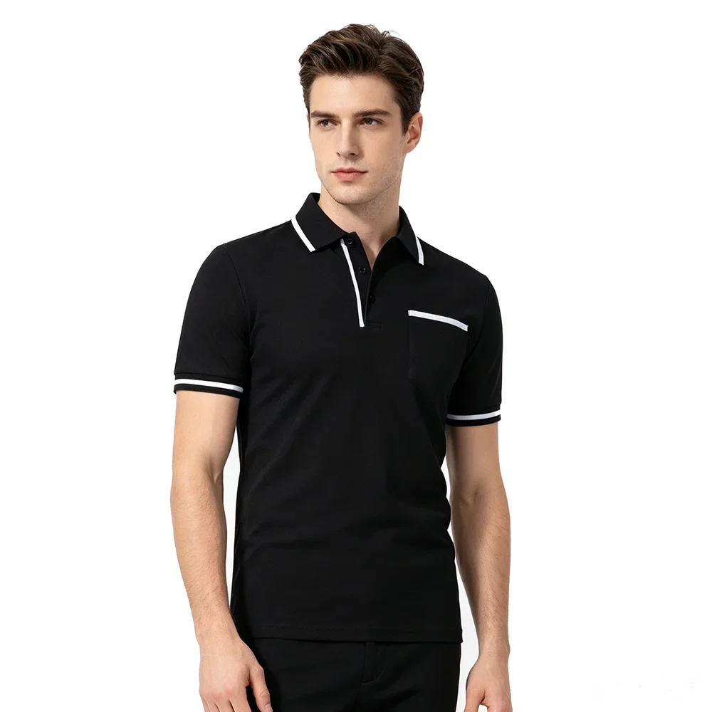 Herren Sommer Neues Modisches Kurzarm-Poloshirt, Lockeres Lässiges Poloshirt mit Tasche, Atmungsaktives Männer-Oberteil – Detail 4