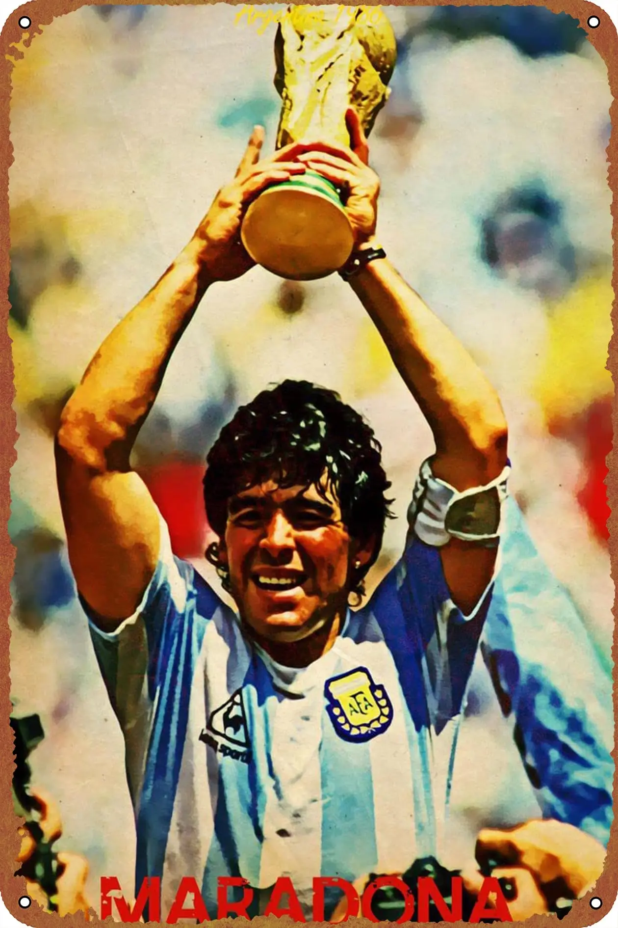 Maradona Metal Tin Sign 8 x 12 in Sports Vintage Poster Man Cave Decorative