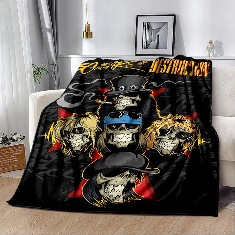 Guns N Roses Hard Rock Band Blanket,Soft Throw Blanket for Home Bedroom Bed Sofa Picnic Travel Office Rest Cover Blanket Kids
