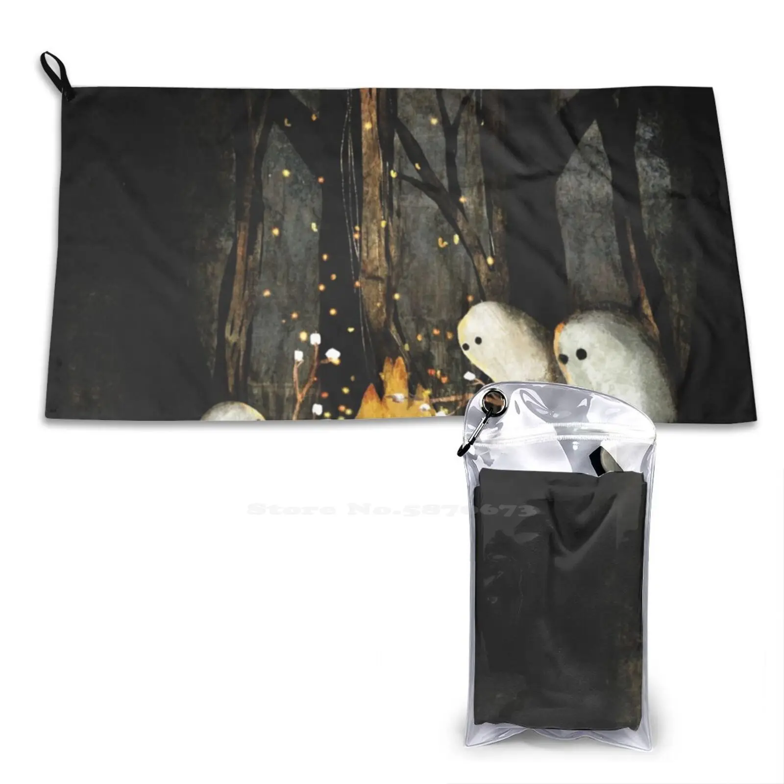 Marshmallows And Ghost Stories Soft Comfortable Bath Shower Quick Dry Towel Camping Bonfire Marshmallow Spooky Forest Ghost