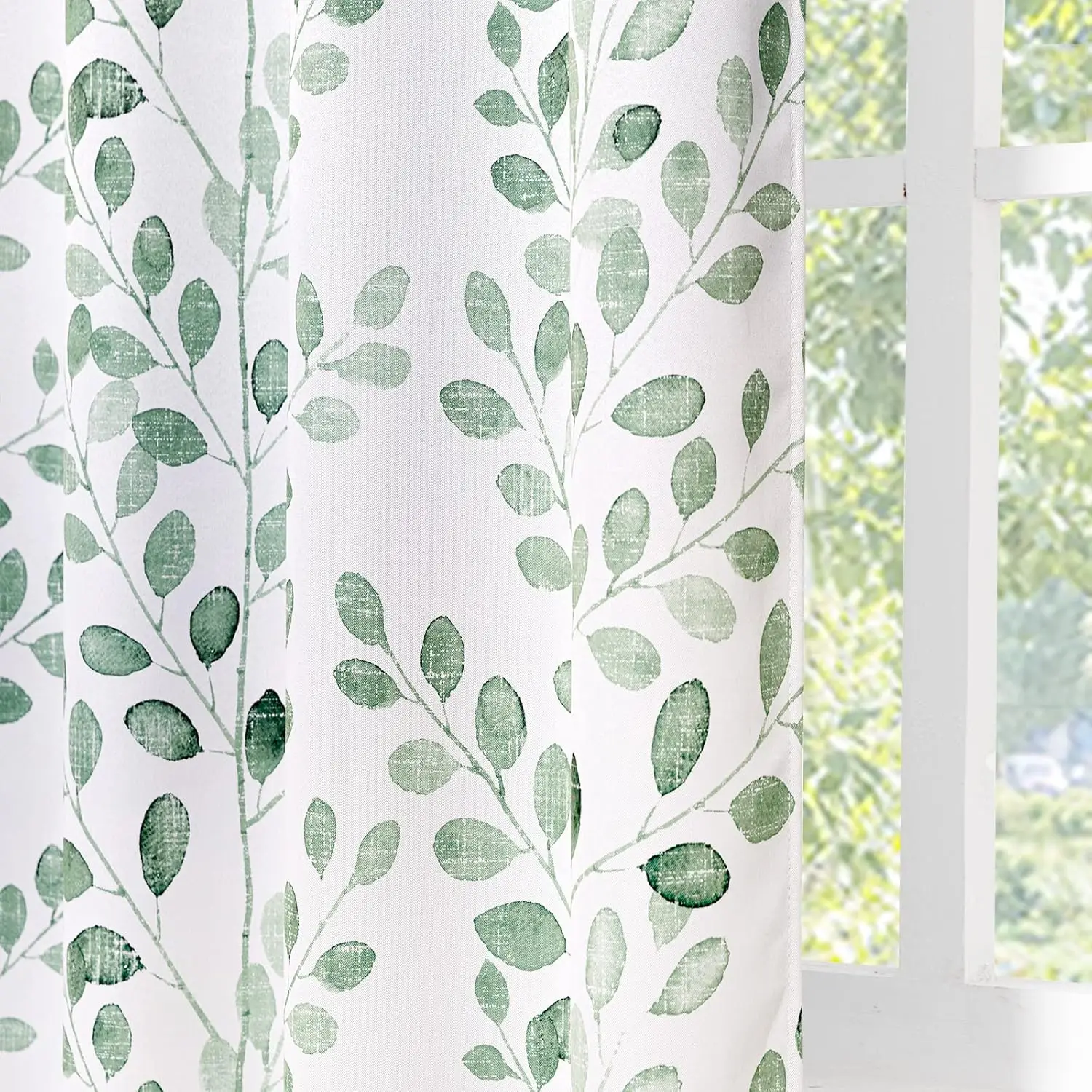 

Living Room Curtains 84 inches Long Thermal Insulated Room Darkening Curtains for Dining Room Patio Leaf Pattern Grommet