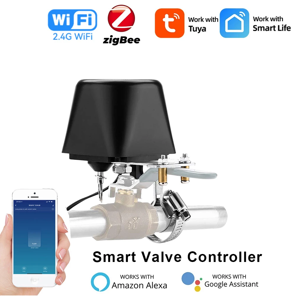 WiFi Zigbee Water Gas Valve Controller Tuya Smart Garden Irrigation Shut Off Timer Smart Life App Control with Alexa Google home