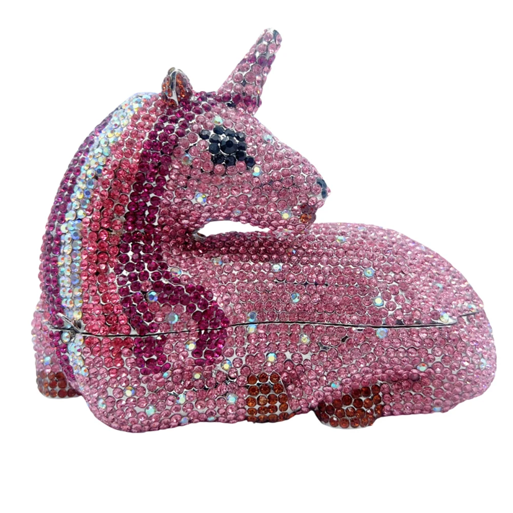 

WHTUOHENG Unicorn Women Evening Clutch Party Handbag Crystal Clutches Diamonds Ladies Purses Bridal Wedding Dinner Purses Bag