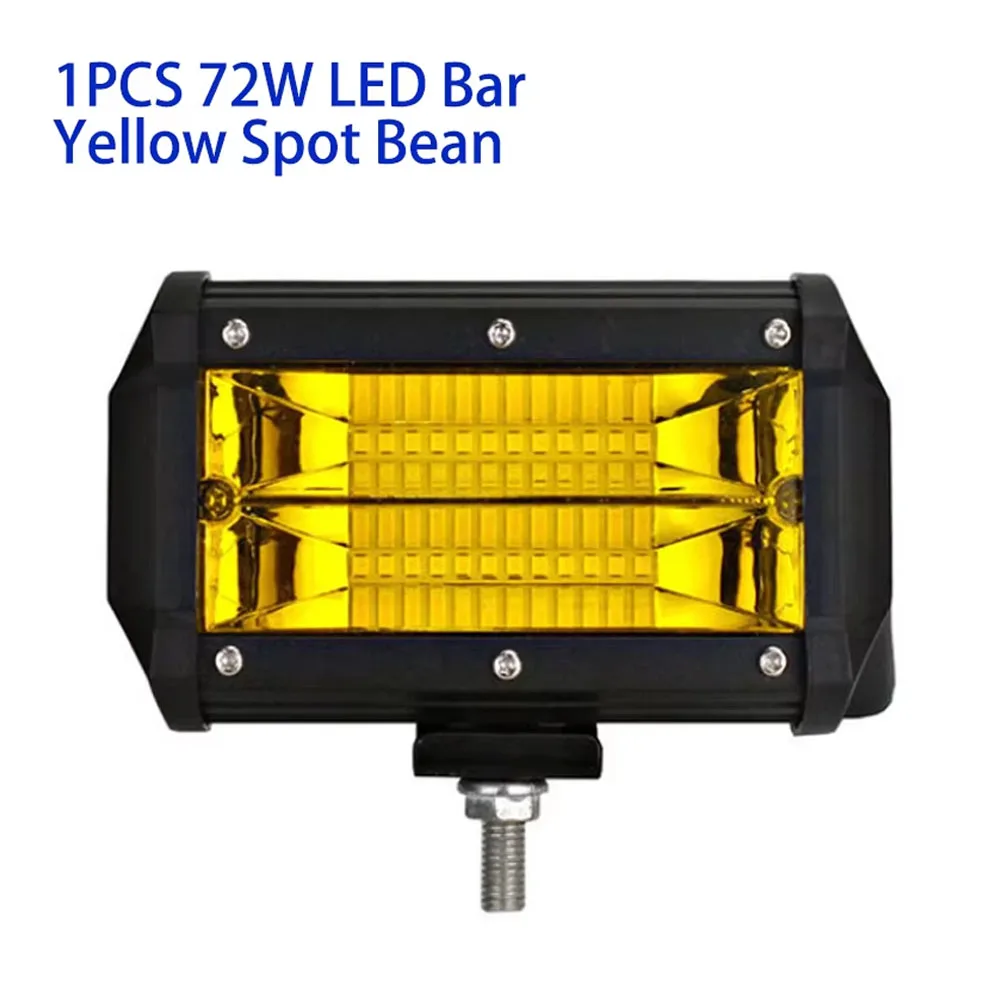 

1pc LED Light Bar Offroad Spotlights 12V 24V Amber LED Work Light for ATV 4X4 UTV Boat Auto Truck Car LED Fog Lights 72W Yellow