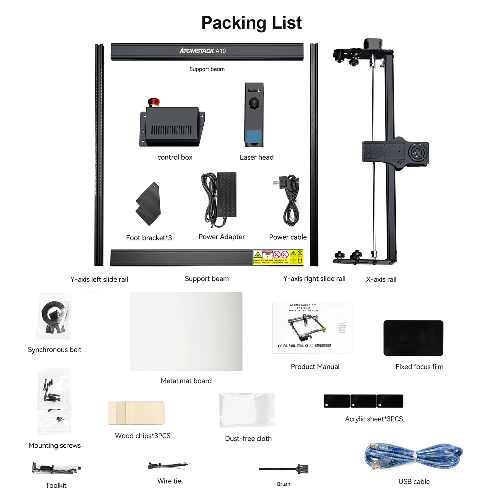 【セール】ATOMSTACK A10 CNCデスクトップDIYレーザー10W彫刻切断機（彫刻エリア410x400mm、固定焦点超薄型レーザー付き）