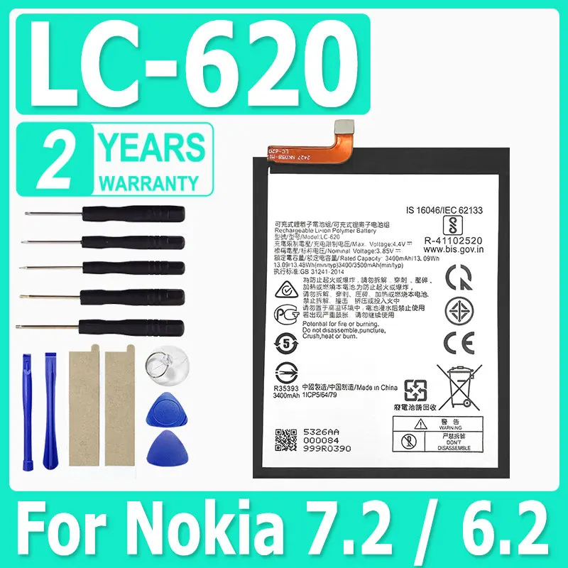 

Hight Quality New Battery LC-620 For Nokia 7.2 6.2 TA-1198 TA-1200 TA-1196 Mobile Phone battery LC-620 + Free Tools