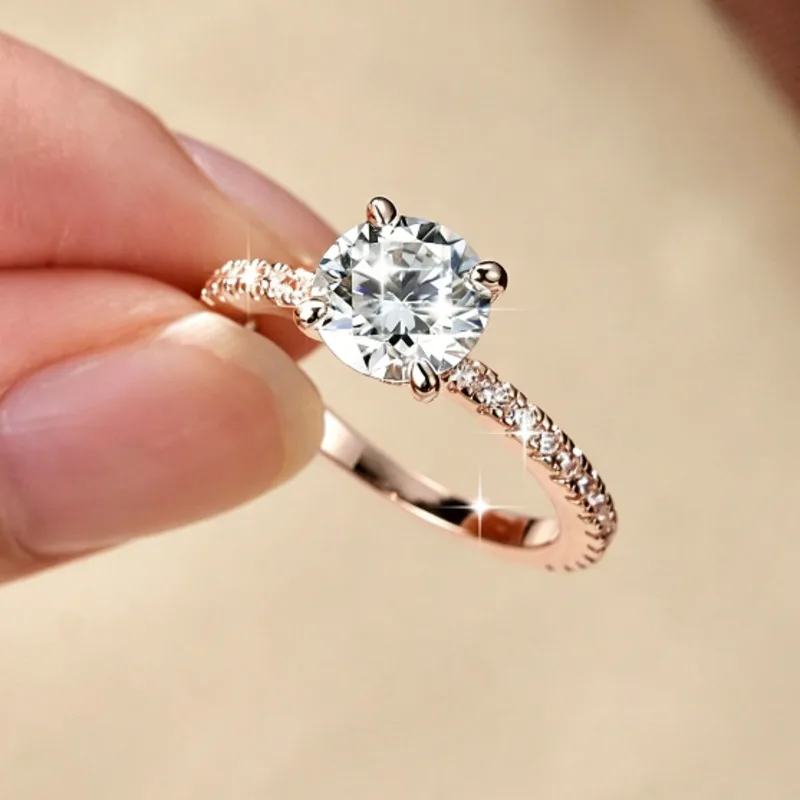 JellyStory Hot Sale 1ct Moissanite Ring for Women, High-End Daily Commuter Stackable Band, S925 Silver Light Luxury Gift