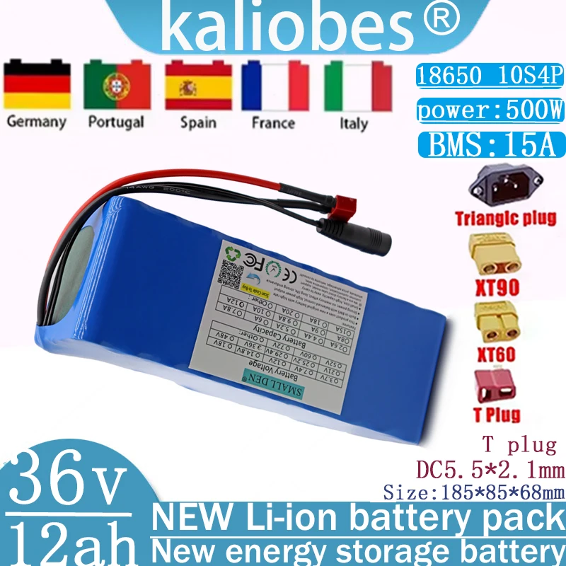 10S4P 18650 36V 12Ah lithium battery pack with BMS, self balancing scooter electric unicycle rechargeable battery solar energy