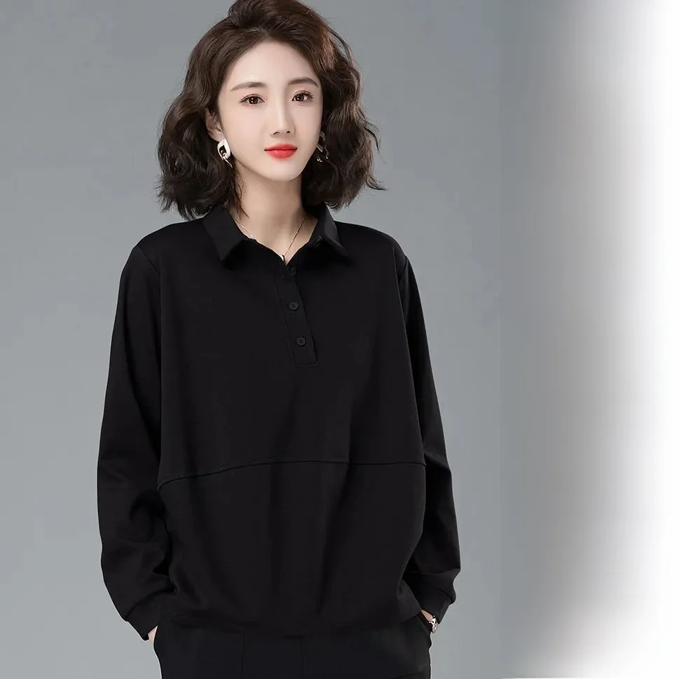 حجم كبير من القطن الخالص irt المرأة طبقة قاعدة فضفاضة غطاء البطن العلوي التخسيس البلوز طوق طويل Sve تخفيف Sle