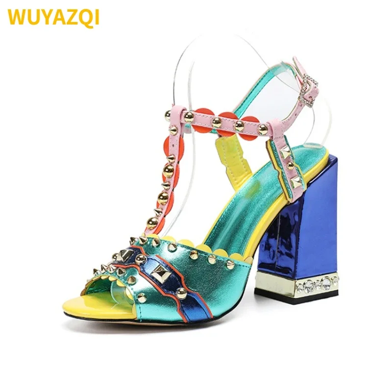 

WUYAZQI New Women's Shoes Fashion Coarse Heeled Sandals Women's Sexy Nightclub Banquet High Heels Women