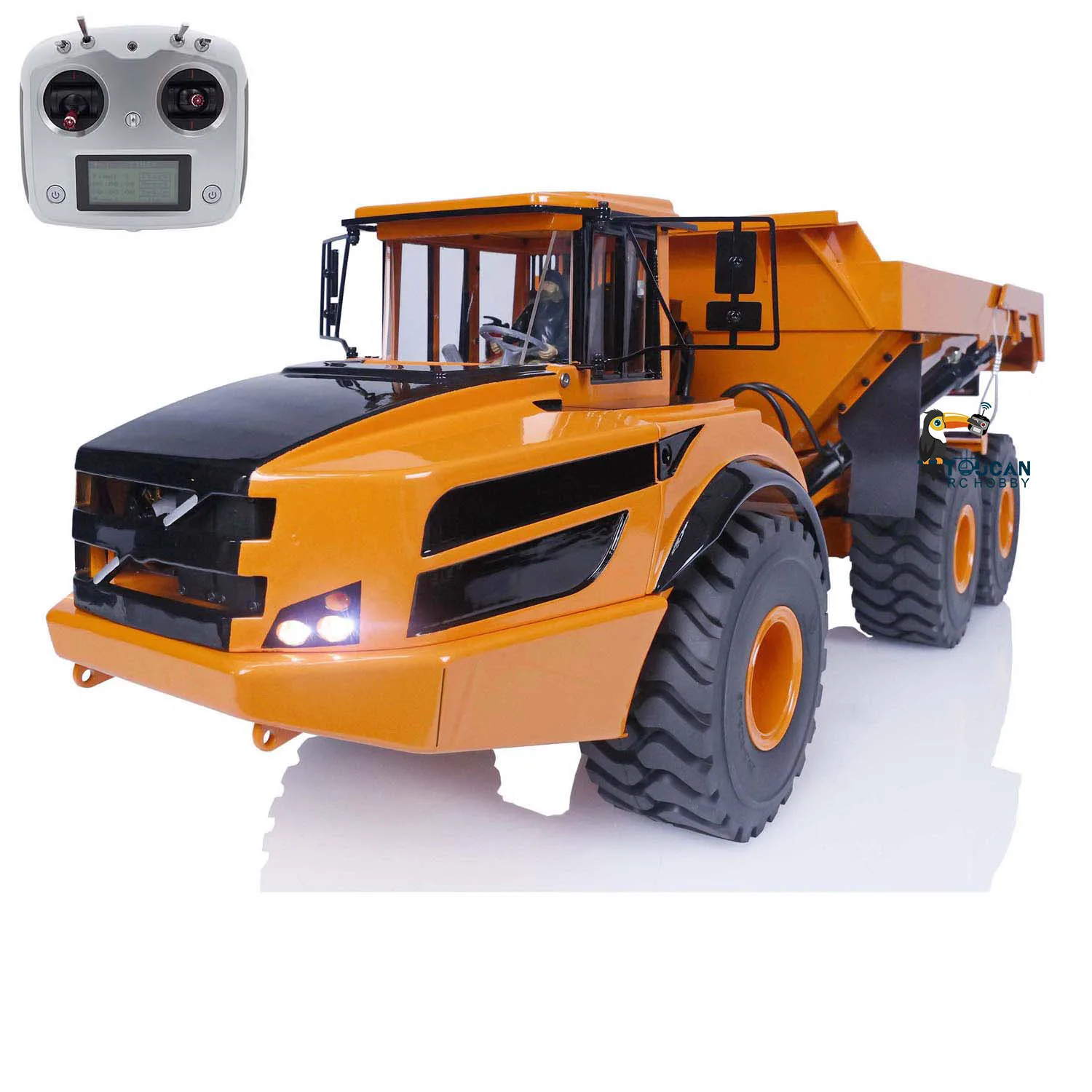 XDRC 1/14 RC Metal Hydraulic Articulated Truck RTR 6x6 Simulation I6S Radio Motor Model Sound Light System Toys TH21426