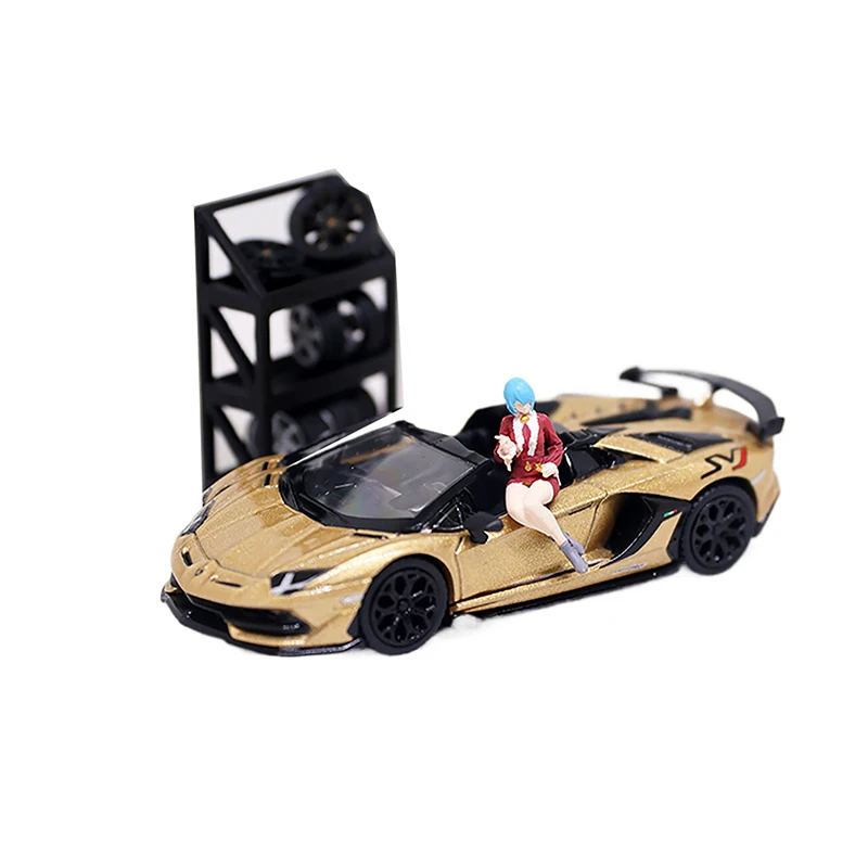 1/64 مقياس نموذج المرآب الإطارات الرف الديوراما دييكاست سبيكة سيارة المشهد تخطيط الملحقات مجموعة مصغرة