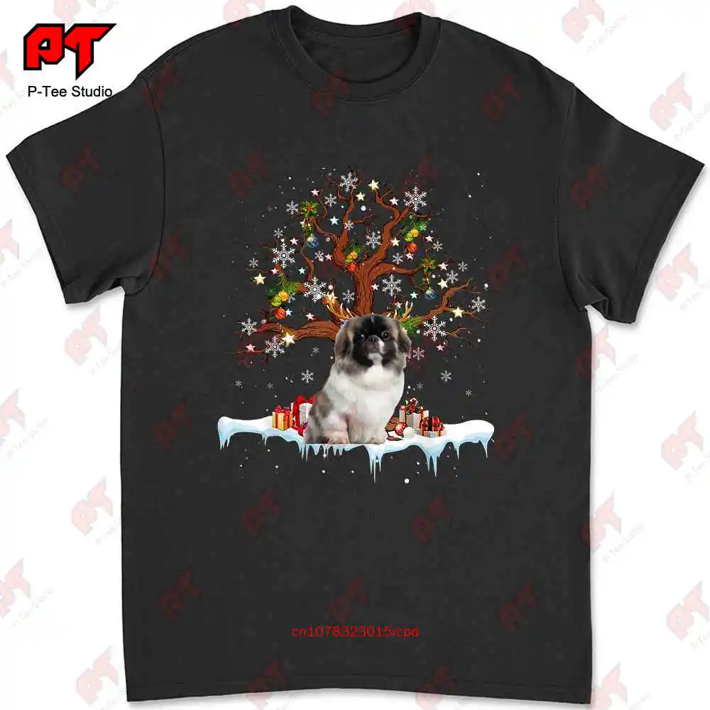 Pekingese Dog Reindeer T-shirt J18U