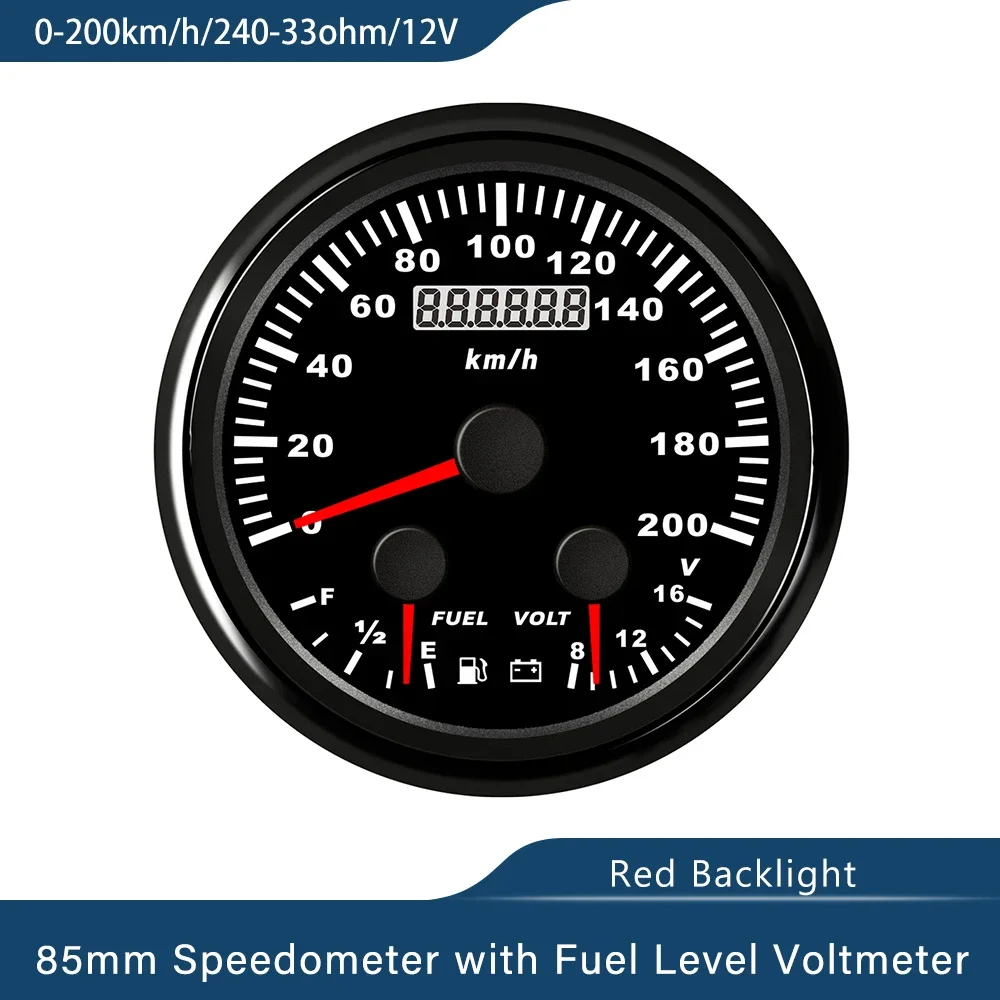 

ELING водонепроницаемый универсальный 85 мм 0-60 миль в час 0-200 км/ч GPS спидометр одометр с вольтметром уровня топлива красная подсветка для лодки автомобиля