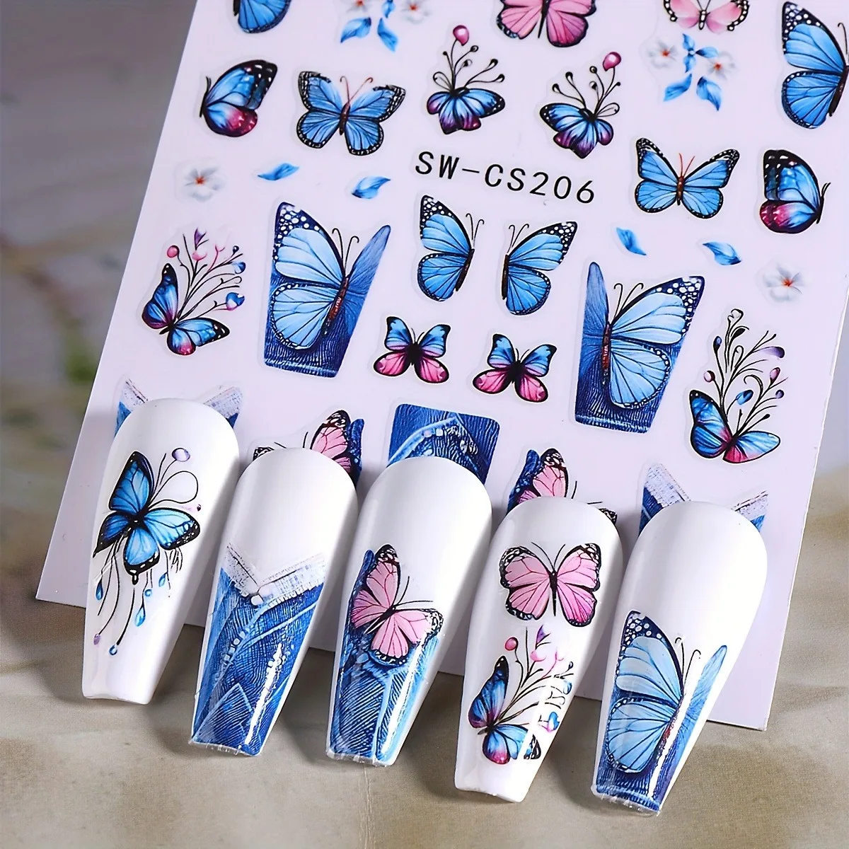 4 قطع من ملصقات أظافر الفراشة الربيعية، سهلة الاستخدام لتزيين الأظافر بنفسك والهدايا وتصفيف مكياج الحفلات والزفاف #5