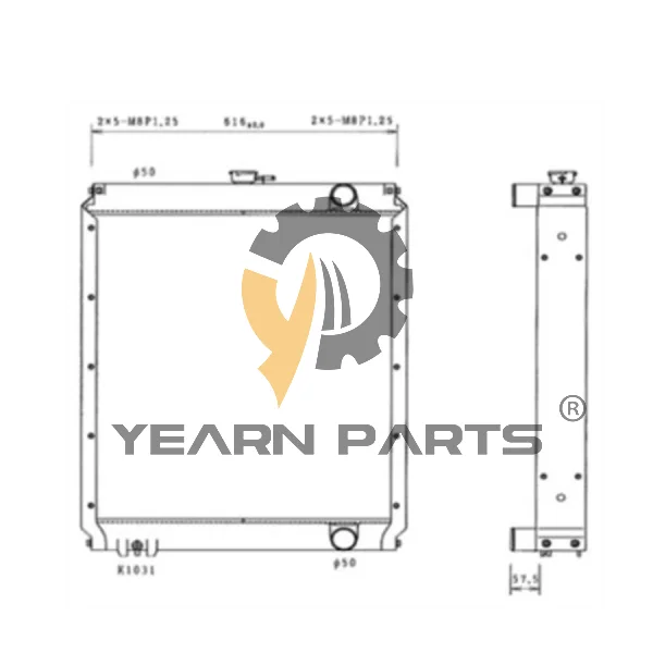 YearnParts ® Water Tank Radiator Core ASS'Y 22B-03-11111 22B0311111 for Komatsu Excavator PC128UU-2 PC128US-2 PC158US-2