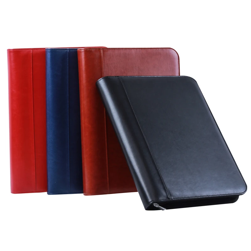 faux leather business file folders pasta para documentos a4 com calculadora 4 ring binder notebook notepad pu 01