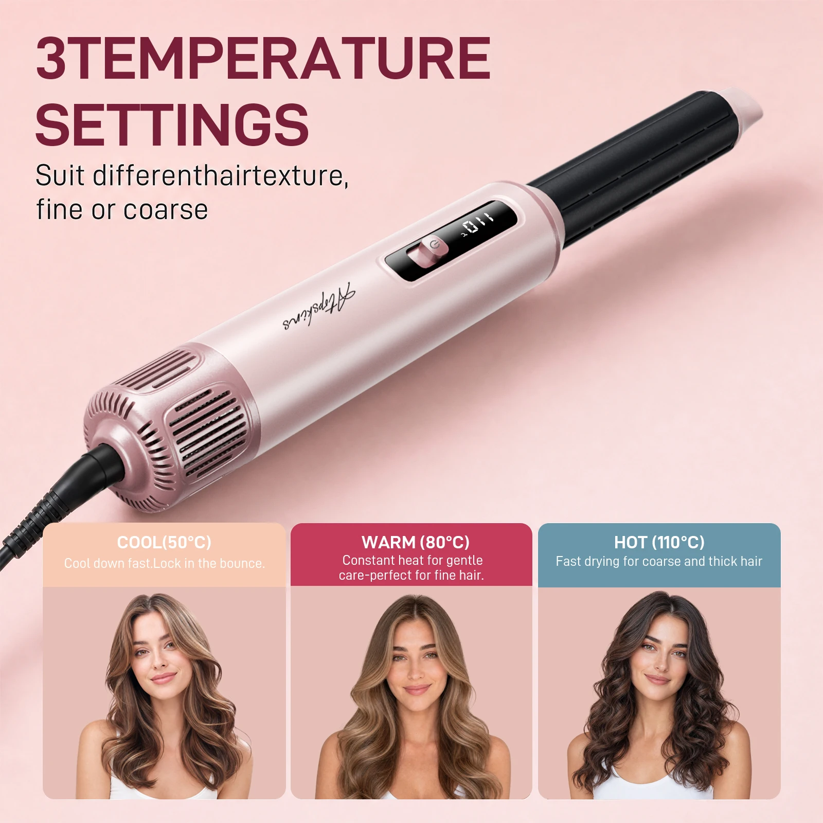 5-in-1 Hot Air Styler Hair Dryer Curling Iron Straightener Comb Volumizer Brush Negative Ionic Fast Drying Styling Tools