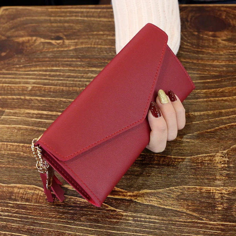 Fashion Women Wallets Simple Zipper Purses Black White Gray Red Long Section Clutch Wallet Soft PU Leather Money Bag Coin Burse