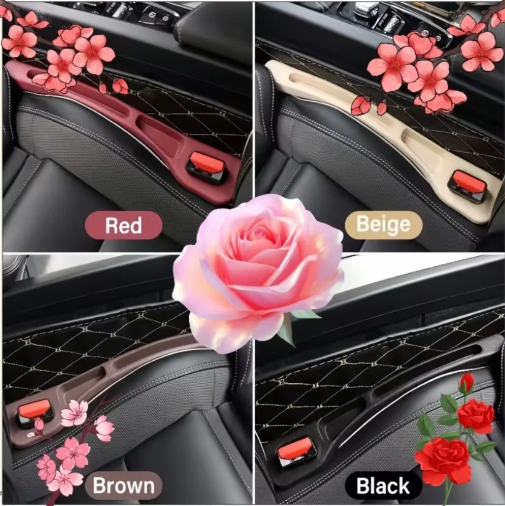 2Pcs Car Seat Gap Filler Seat Crevice Storage Box Bag Between Seats Console Organizer Decoration Interior Auto Accessories