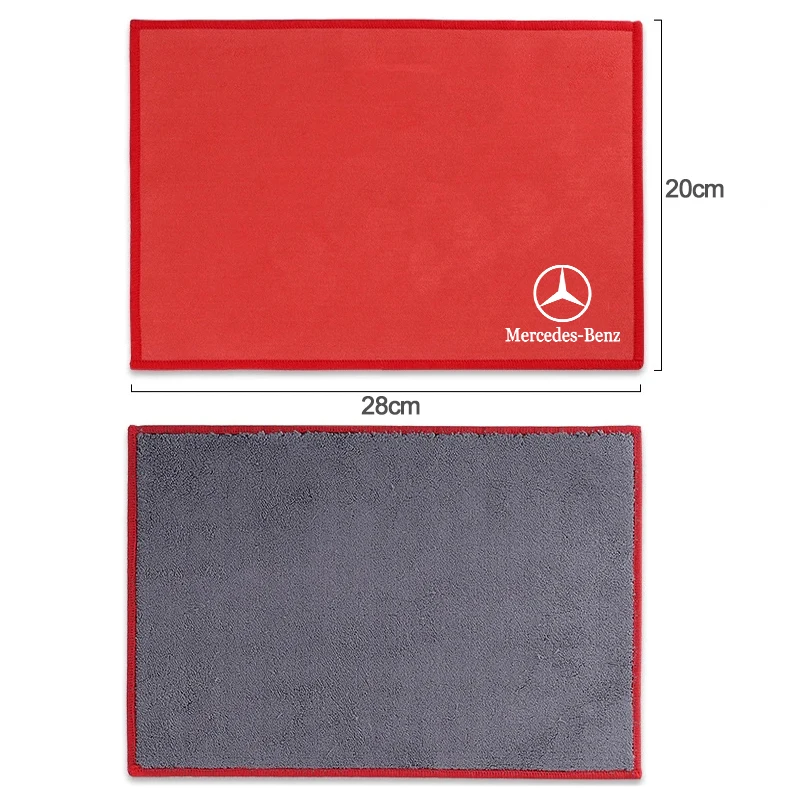 Suede Car Logo Towel Microfiber Cleaning Drying Rag Cloth For Mercedes Benz AMG W203 W206 W220 W205 W211 W212 W201 W210 W108 GLC