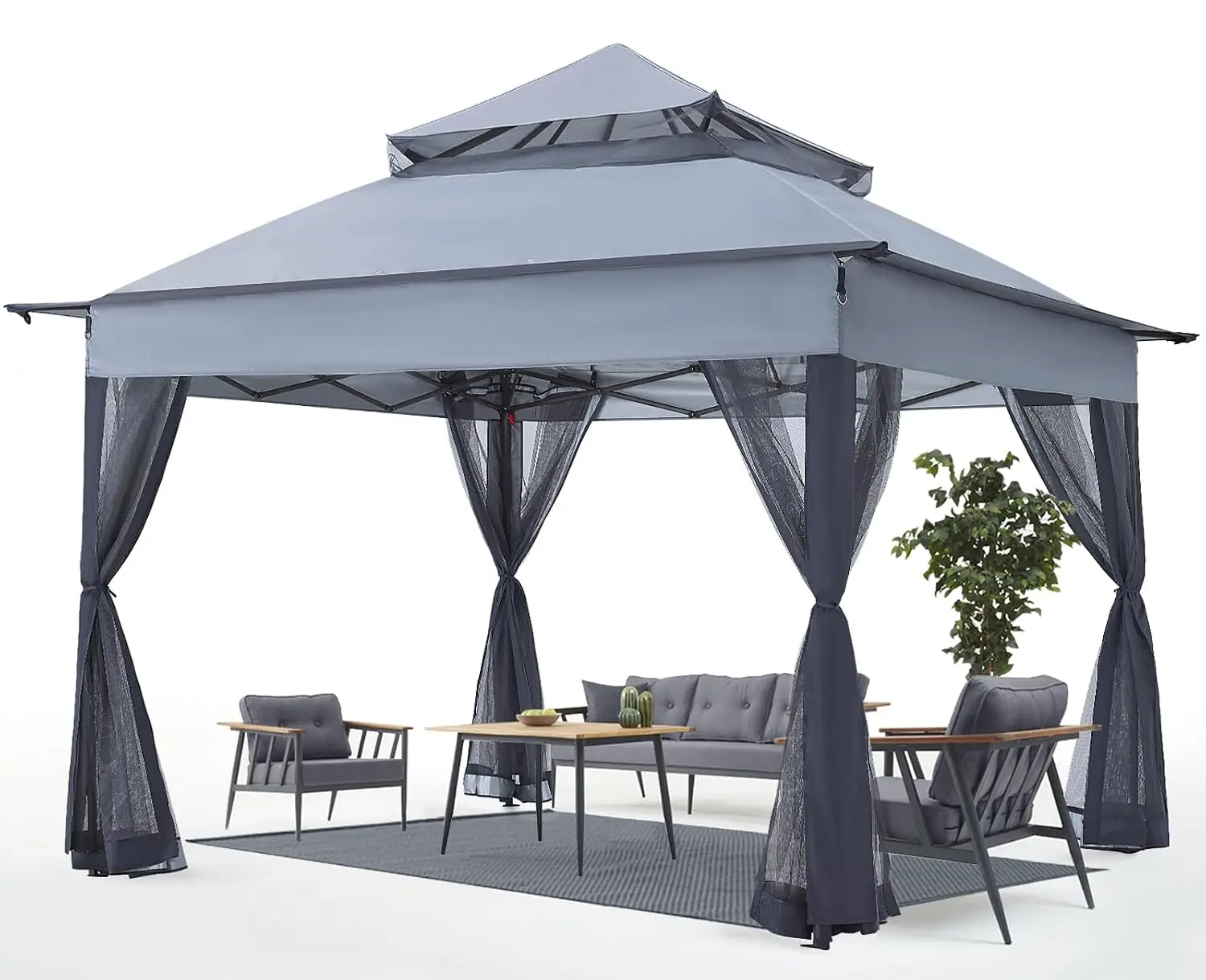 Pop Up Gazebo 11x11 with Mosquito Netting, Dark Gray, Customized