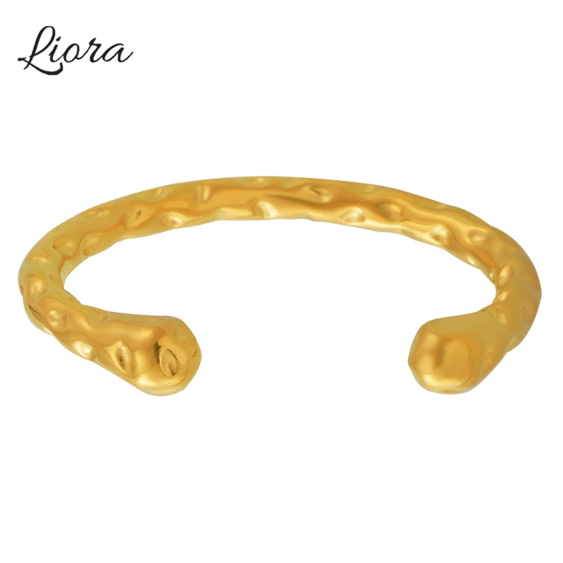 

Liora Trendy Stainless Steel Cuff Bracelets For Women India Hammer Heavy Bangles Female Wristband Waterproof Fashion Jewelry