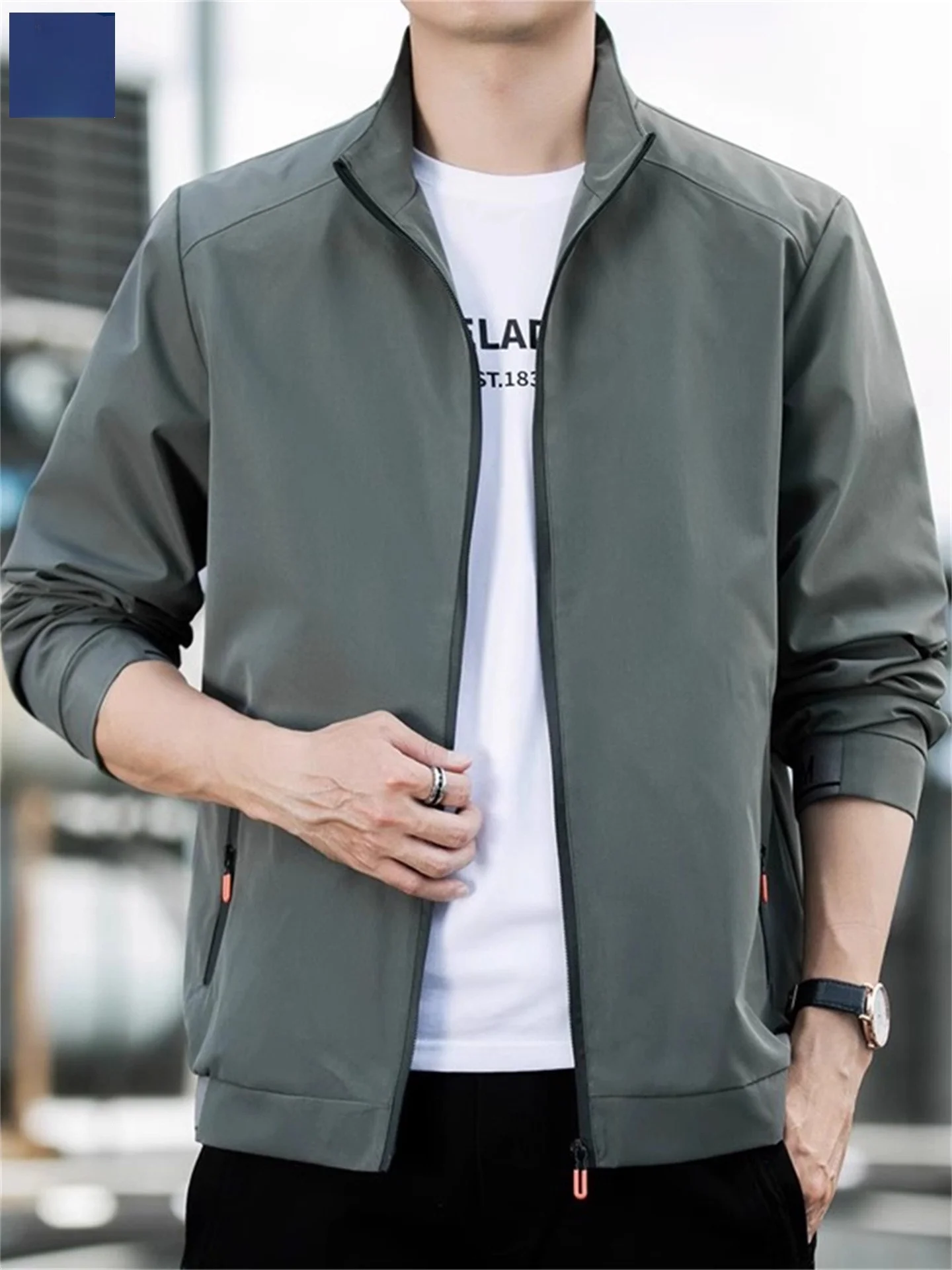 

Loose Fit Men's Jaet Autumn 2025 New Sle Casual Sportswear Stand Collar Trendy All-Match Zipper Decorated Polyester Fiber