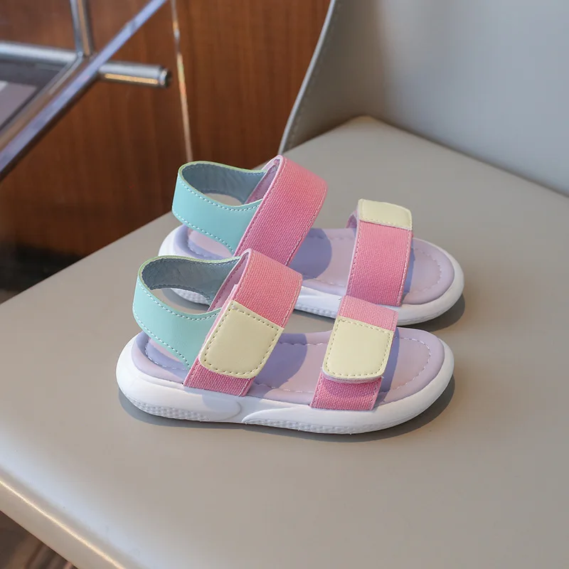 Sandalias planas de estilo coreano para niños y niñas, zapatos informales de Punta abierta, fondo suave, versátiles para la playa y la escuela, moda