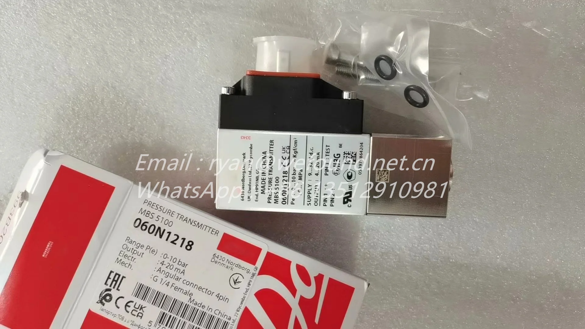 Transmissor De Pressão Danfoss, 0-10Bar, 060N1218