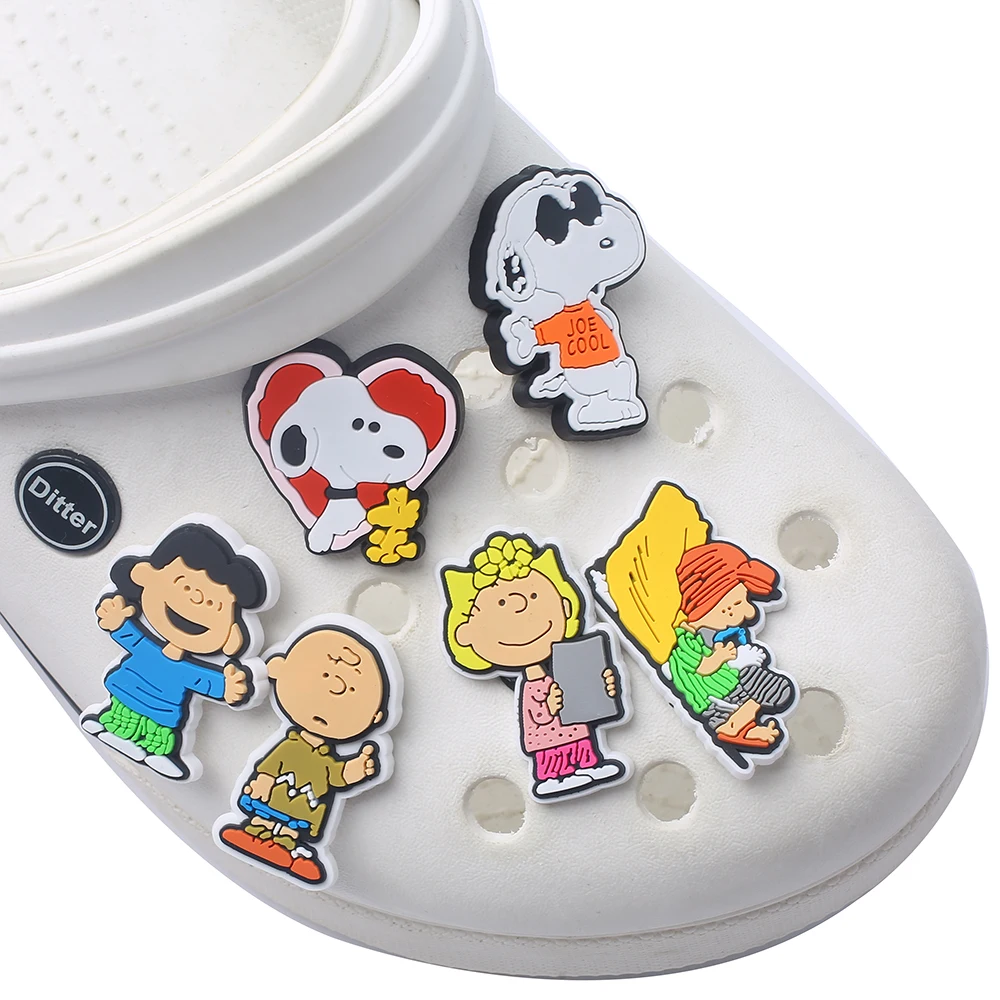 10pcs/SET Kawaii New Snoopy Series for Cartoon Shoe Charms Accessories DIY Decoration for Classic Clog Kids Gifts image 4