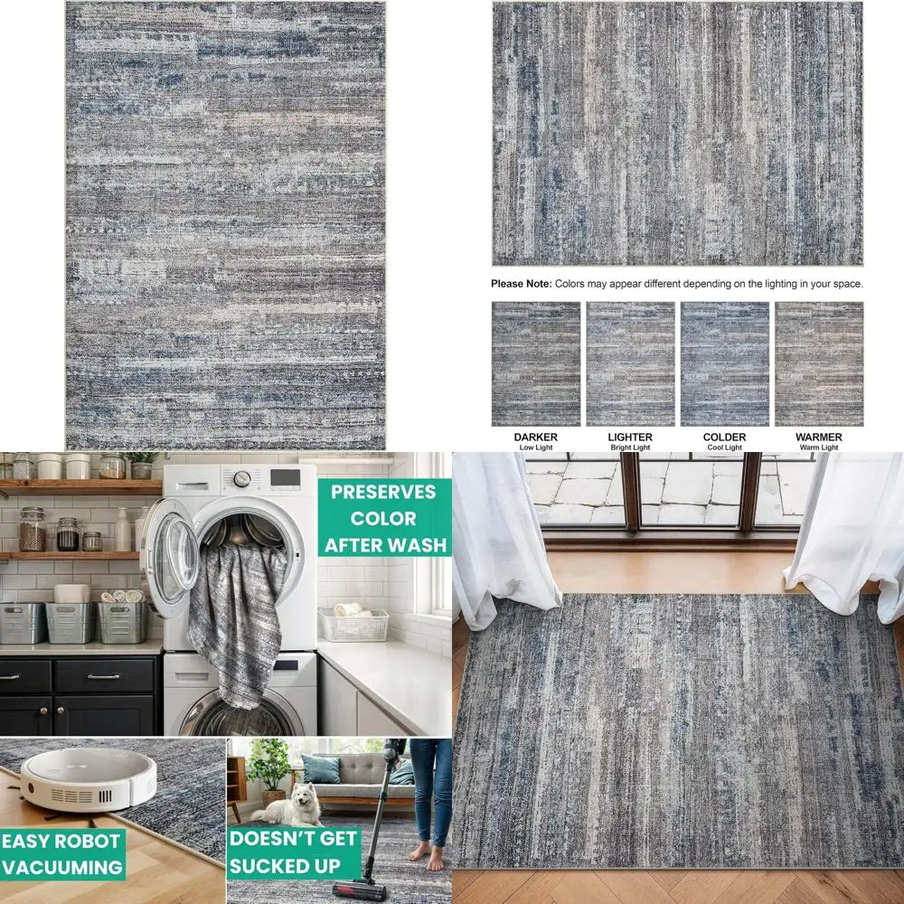 

Серый/синий/розовый абстрактный ковер, 3' x 5', моющийся и нескользящий, для домашних жилых помещений