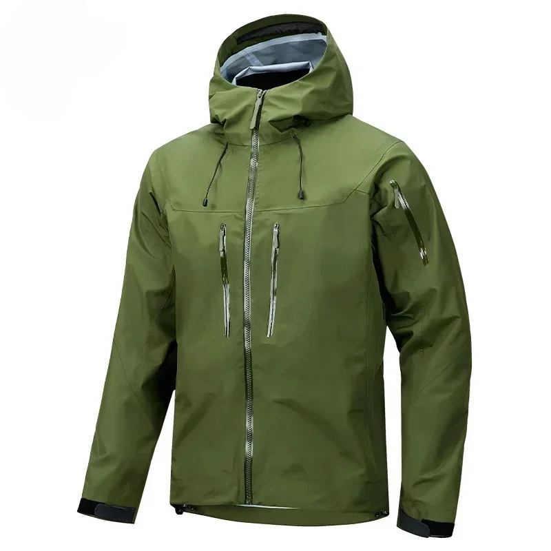 Men's Sports Jacket Casual Soft-shell Zipper Pocket Water Repellent Windbreaker New Autumn Functional Camping Hooded Raincoat