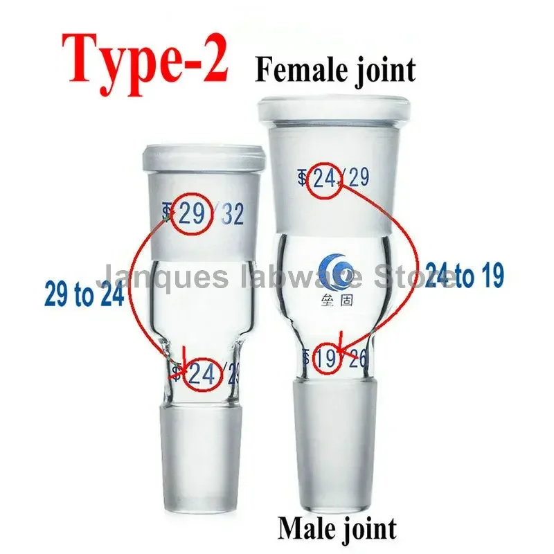 1pcs lab frosted mouth flask Adapter 14/19/24/29/34# Female to Male Adjustable joints Evaporator Condenser tube adapter