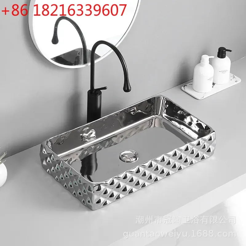 YAO Golden Silver Washbasin for Hotel KTV Beauty Club Toilet and Balcony Modern Bathroom Sink Basin