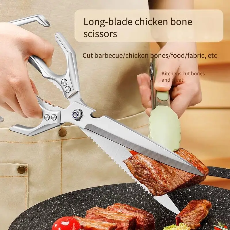 Neue multifunktionale Geflügelknochenschere aus Edelstahl für den Heimgebrauch, erweiterte Küchen-Nahstressschere, Grillschere